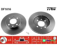 TRW 2 X BRAKE DISC DF1016 FOR RENAULT