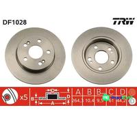 TRW 2 X BRAKE DISC DF1028 FOR RENAULT