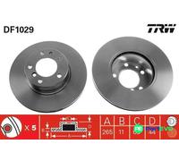 TRW 2 X BRAKE DISC DF1029 FOR RENAULT