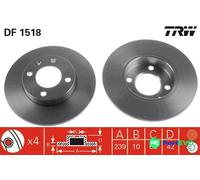TRW 2 X BRAKE DISC DF1518 FOR AUDI VW
