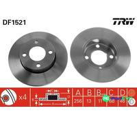 TRW 2 X BRAKE DISC DF1521 FOR AUDI