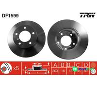 TRW 2 X BRAKE DISC DF1599 FOR MERCEDES-BENZ