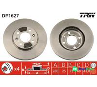 TRW 2 X BRAKE DISC DF1627 FOR SAAB