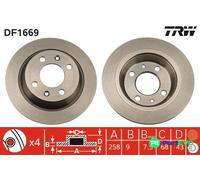 TRW 2 X BRAKE DISC DF1669 FOR SAAB