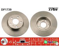 TRW 2 X BRAKE DISC DF1739 FOR ALFA ROMEO LANCIA
