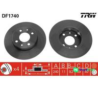 TRW 2 X BRAKE DISC DF1740 FOR ALFA ROMEO