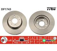 TRW 2 X BRAKE DISC DF1743 FOR ALFA ROMEO FIAT LANCIA