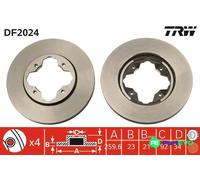 TRW 2 X BRAKE DISC DF2024 FOR HONDA ROVER