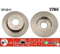 TRW 2 X BRAKE DISC DF2611 FOR NISSAN