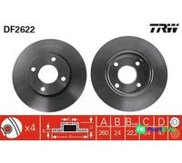 TRW 2 X BRAKE DISC DF2622 FOR FORD