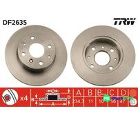 TRW 2 X BRAKE DISC DF2635 FOR DAIHATSU GEELY