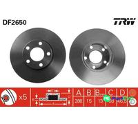 TRW 2 X BRAKE DISC DF2650 FOR AUDI
