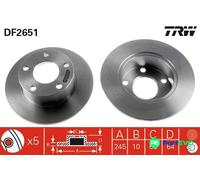 TRW 2 X BRAKE DISC DF2651 FOR AUDI VW