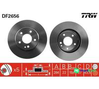 TRW 2 X BRAKE DISC DF2656 FOR MERCEDES-BENZ