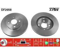 TRW 2 X BRAKE DISC DF2658 FOR AUDI RENAULT TOYOTA VW