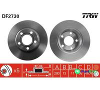 TRW 2 X BRAKE DISC DF2730 FOR AUDI
