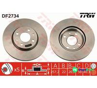 TRW 2 X BRAKE DISC DF2734 FOR ALFA ROMEO FIAT LANCIA