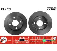 TRW 2 X BRAKE DISC DF2753 FOR FORD MAZDA