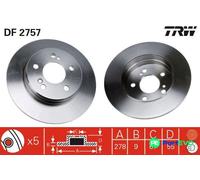 TRW 2 X BRAKE DISC DF2757 FOR MERCEDES-BENZ