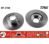 TRW 2 X BRAKE DISC DF2769 FOR BMW