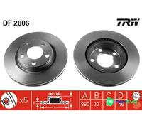 TRW 2 X BRAKE DISC DF2806 FOR AUDI VW