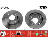 TRW 2 X BRAKE DISC DF3032 FOR SUBARU SUZUKI