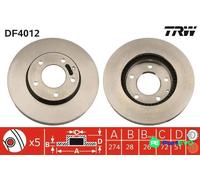TRW 2 X BRAKE DISC DF4012 FOR MAZDA