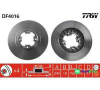 TRW 2 X BRAKE DISC DF4016 FOR SUBARU