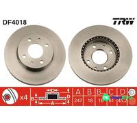TRW 2 X BRAKE DISC DF4018 FOR NISSAN