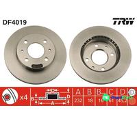 TRW 2 X BRAKE DISC DF4019 FOR NISSAN