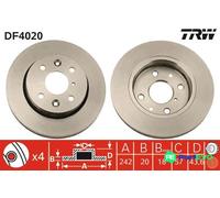TRW 2 X BRAKE DISC DF4020 FOR FIAT OPEL KIA