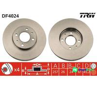 TRW 2 X BRAKE DISC DF4024 FOR NISSAN