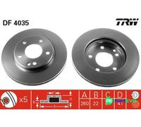 TRW 2 X BRAKE DISC DF4035 FOR MERCEDES-BENZ