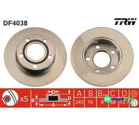 TRW 2 X BRAKE DISC DF4038 FOR AUDI