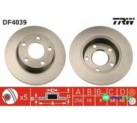 TRW 2 X BRAKE DISC DF4039 FOR AUDI