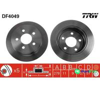 TRW 2 X BRAKE DISC DF4049 FOR OPEL VAUXHALL