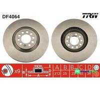 TRW 2 X BRAKE DISC DF4064 FOR AUDI SEAT SKODA VW