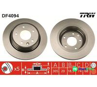 TRW 2 X BRAKE DISC DF4094 FOR DAIMLER JAGUAR