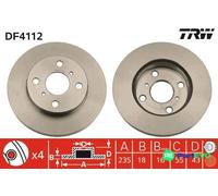 TRW 2 X BRAKE DISC DF4112 FOR TOYOTA