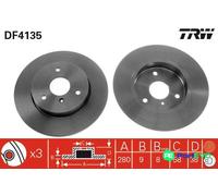 TRW 2 X BRAKE DISC DF4135 FOR SMART