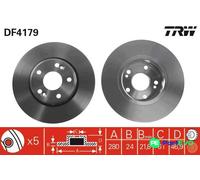 TRW 2 X BRAKE DISC DF4179 FOR RENAULT