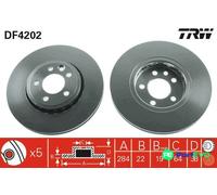 TRW 2 X BRAKE DISC DF4202 FOR MG ROVER