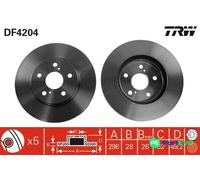 TRW 2 X BRAKE DISC DF4204 FOR TOYOTA LEXUS