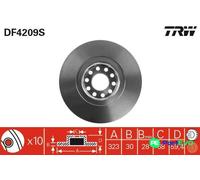 TRW 2 X BRAKE DISC DF4209S FOR AUDI VW