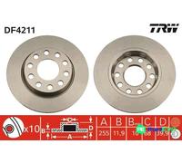 TRW 2 X BRAKE DISC DF4211 FOR AUDI