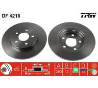 TRW 2 X BRAKE DISC DF4218 FOR FORD JAGUAR