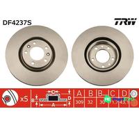 TRW 2 X BRAKE DISC DF4237S FOR PEUGEOT