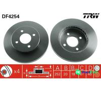 TRW 2 X BRAKE DISC DF4254 FOR NISSAN
