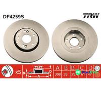 TRW 2 X BRAKE DISC DF4259S FOR RENAULT