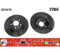 TRW 2 X BRAKE DISC DF4279 FOR SAAB